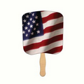 American Flag Stock Religious Fan w/ Wood Stick